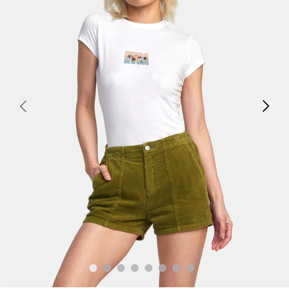 RVCA Green High Waist Corduroy Shorts